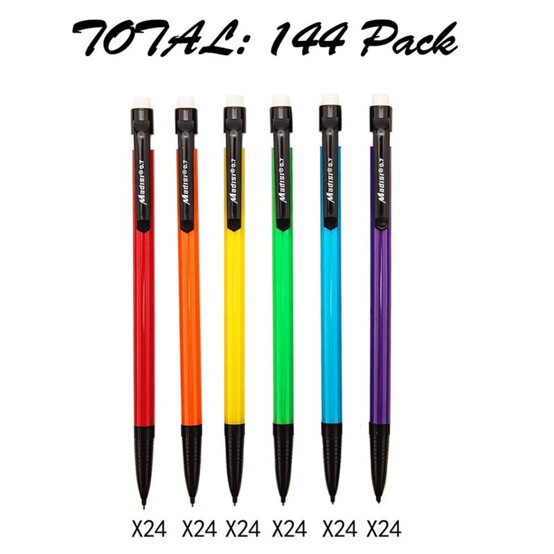 Madisi Mechanical Pencil, 0.7mm Medium Point, HB #2 Lead, Assorted Barrels, 144-Count - Image 2